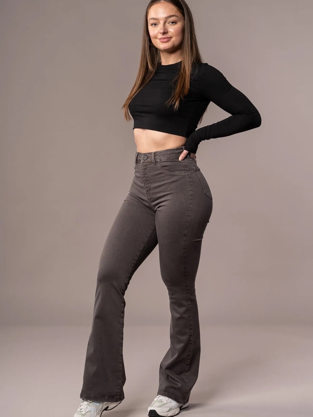 Flared Fitjeans - Charcoal